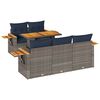 vidaXL 6 -Hluta Gar&eth;s&oacute;fasett me&eth; Sessum Gr&aacute;tt P&oacute;l&yacute;rattan