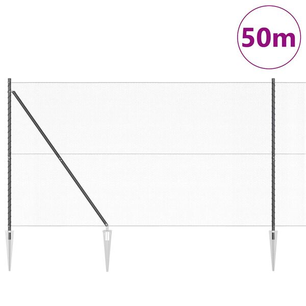 vidaXL Gir&eth;ingarp&oacute;stur Gr&aacute;r 50 x 1,6 m (13 mm net) St&aacute;l og PVC