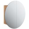vidaXL Ba&eth;sk&aacute;pur me&eth; Hringlaga Spegli og LED Eik 47x47x17,5 cm