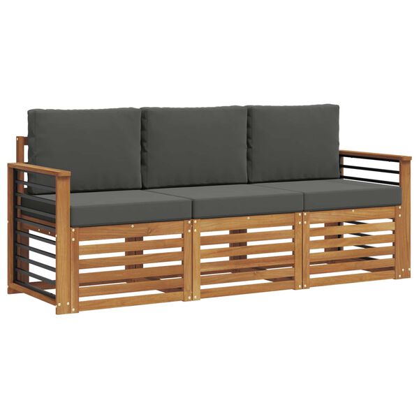 vidaXL S&oacute;fasett me&eth; p&uacute;&eth;i 3 pcs N&aacute;tt&uacute;rulegt og Antrac&iacute;t Hrein akas&iacute;utr&eacute;