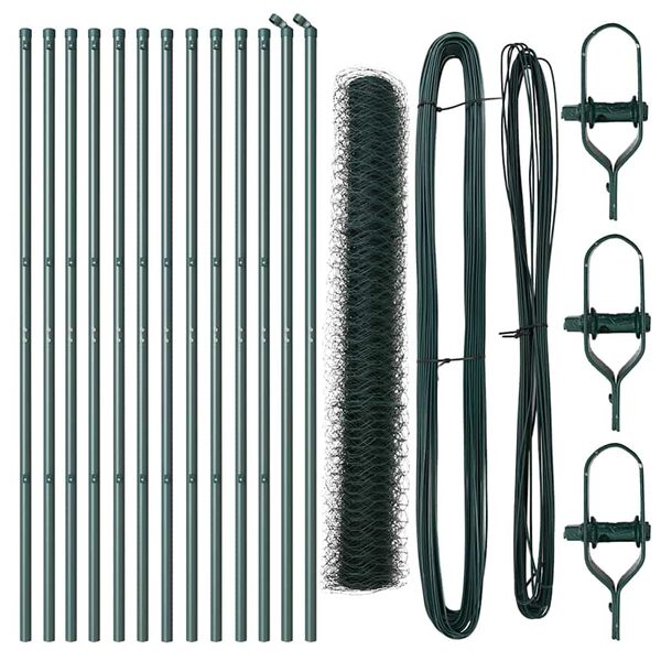 vidaXL Gir&eth;ingarp&oacute;stur Gr&aelig;nn 25 x 1 m (50 mm net) St&aacute;l