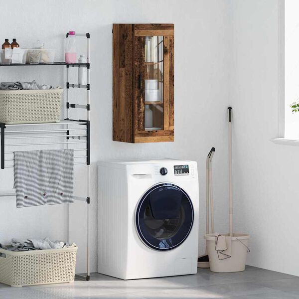 vidaXL Veggsk&aacute;pur Gamall vi&eth;ur 34,5 x 34 x 90 cm