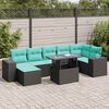 vidaXL 8 stykki gar&eth;s&oacute;fasett me&eth; p&uacute;&eth;um Black Poly Rattan Acacia
