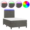 vidaXL H&oacute;lfa&eth; Springr&uacute;m me&eth; D&yacute;nu&LED D&ouml;kkgr&aacute;tt 120x190 cm Flauel