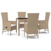 vidaXL 5 Hluta Gar&eth;bor&eth;sett me&eth; Sessum Drappa&eth; P&oacute;l&yacute;rattan