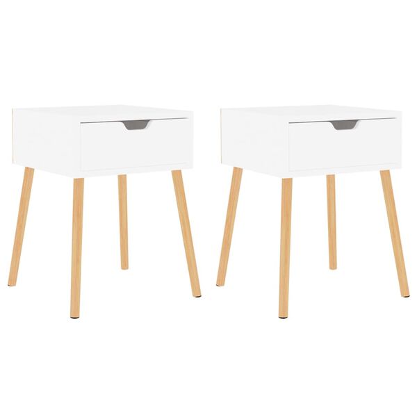 vidaXL N&aacute;ttbor&eth; 2 stk. H&aacute;glans Hv&iacute;tt 40x40x56 cm Samsettur Vi&eth;ur