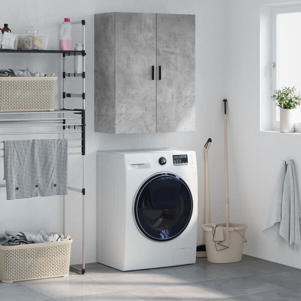 vidaXL Vegghengdur Skápur Steypugrár 69,5x34x90 cm