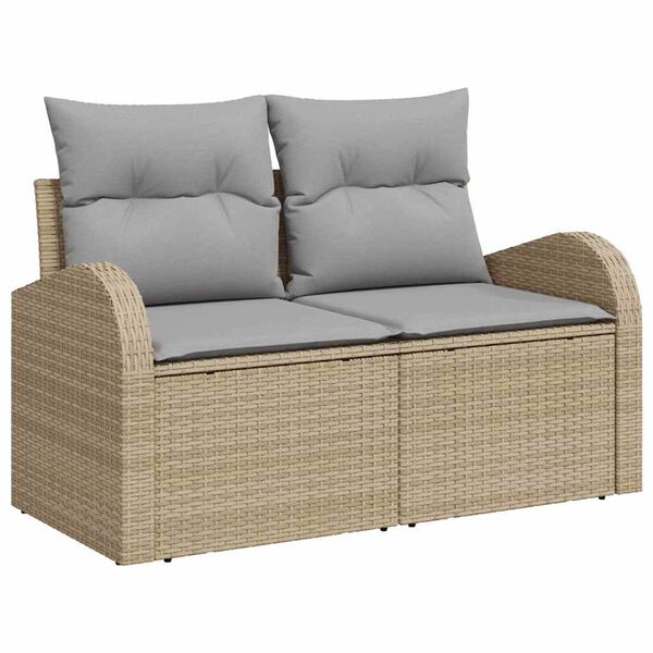 vidaXL Gar&eth;s&oacute;fa sett me&eth; p&uacute;&eth;i 7 pcs Drapplita&eth;ur Poly rattan