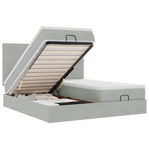 vidaXL Ottoman r&uacute;mgrind me&eth; d&yacute;num Lj&oacute;sgr&aacute;r 160x200cm Flauel