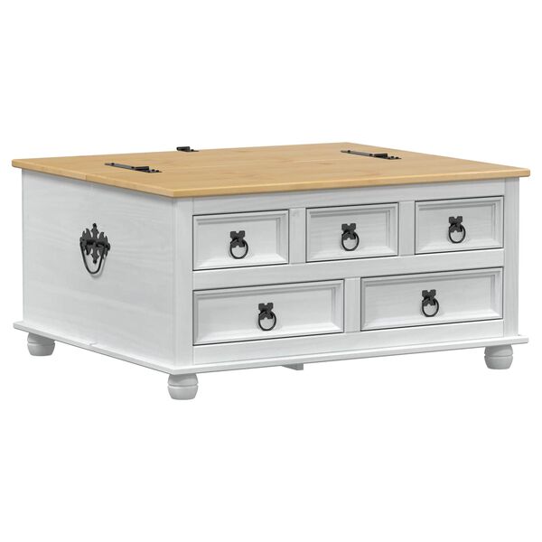 vidaXL storage box me&eth; sk&uacute;ffu Hv&iacute;tt 90 x 78 x 45 cm Solid furuhikk