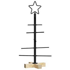 vidaXL Metal jólatré með standi Svartur 60 cm Duftlitað stál