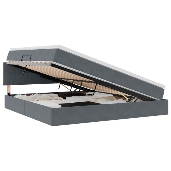 vidaXL R&uacute;m me&eth; geymslur&yacute;mi og LED me&eth; led D&ouml;kk gr&aacute; 200 x 200 cm Flauel