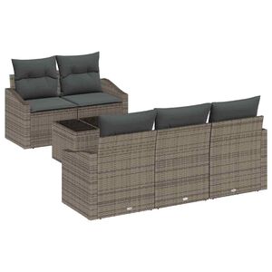 vidaXL S&oacute;fasett me&eth; p&uacute;&eth;i me&eth; kodda 6 pcs Gr&aacute;r p&oacute;l&yacute;rattan