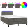 vidaXL H&oacute;lfa&eth; Springr&uacute;m me&eth; D&yacute;nu&LED D&ouml;kkgr&aacute;tt 120x200cm Flauel