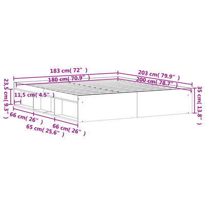 vidaXL Rúmgrind Steinsteypa 180x200 cm Súper King