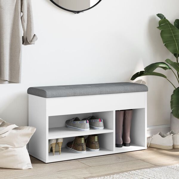 vidaXL skóbekkur hvítur 82x32x45,5 cm úr verkfræðilegu tré