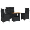vidaXL 4 Parta Gar&eth;bor&eth;stofusett me&eth; Sessum Svart P&oacute;l&yacute;rattan