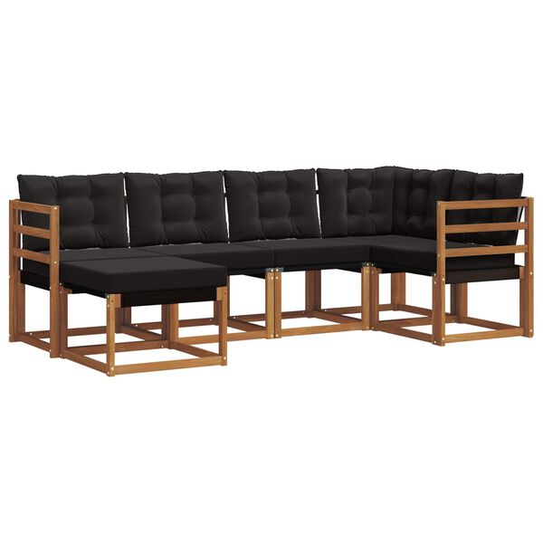 vidaXL &Uacute;ti s&oacute;fasett me&eth; p&uacute;&eth;i 6 pcs N&aacute;tt&uacute;rulegur og svartur