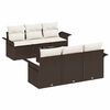 vidaXL Gar&eth;s&oacute;fa sett me&eth; p&uacute;&eth;i 7 pcs Br&uacute;nn p&oacute;l&yacute;rattan