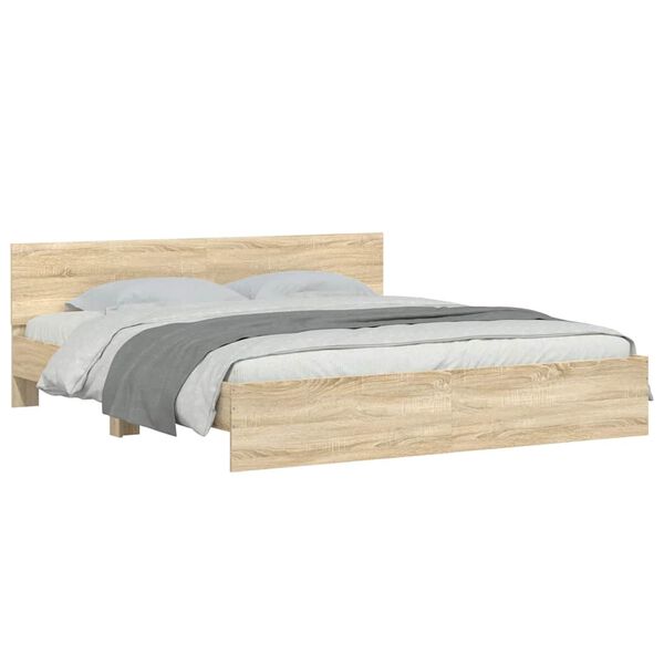 vidaXL R&uacute;mgrind &aacute;n D&yacute;nu Sonoma Eikarlitur 180x200 cm