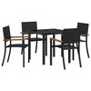 vidaXL Gar&eth;ur bor&eth;sett 5 pcs Svartur Dufth&uacute;&eth;a&eth; st&aacute;l