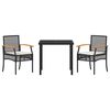 vidaXL Gar&eth;ur bor&eth;sett 3 pcs Svartur p&oacute;l&yacute;rattan