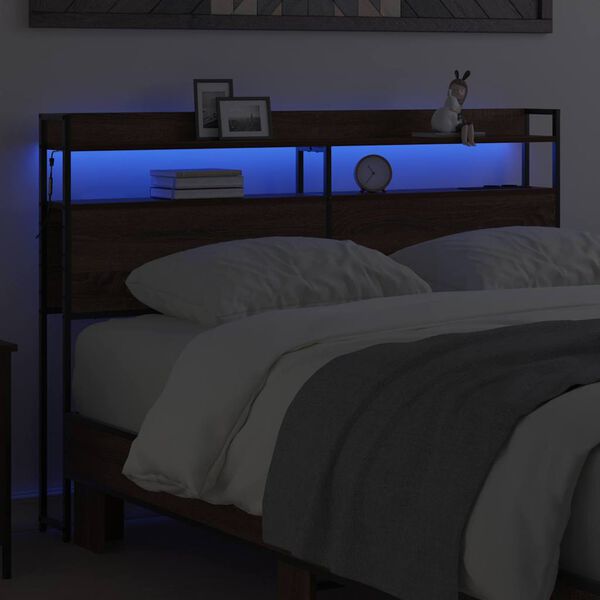 vidaXL Geymslu h&ouml;f&eth;ah&ouml;gg me&eth; hillu br&uacute;n eik 120 cm Samsettur vi&eth;ur