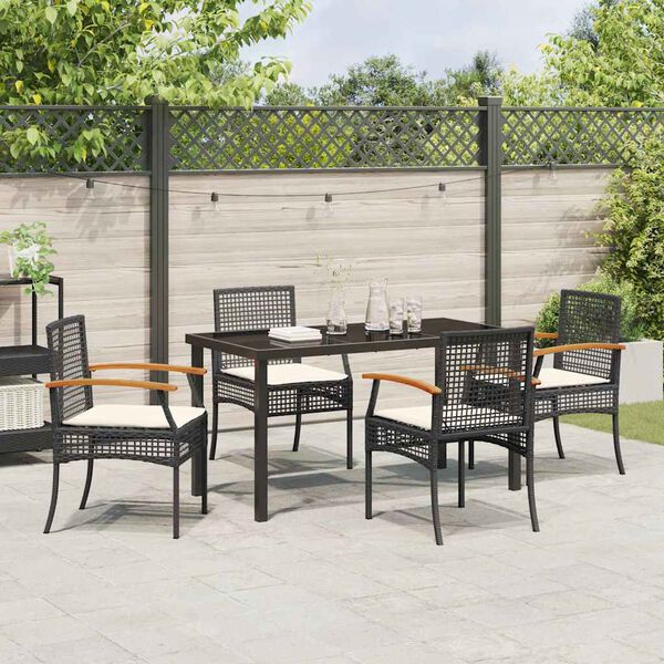 vidaXL Gar&eth;ur bor&eth;sett 5 pcs Svartur p&oacute;l&yacute;rattan
