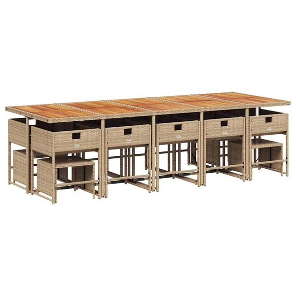 vidaXL 15 Hluta Gar&eth;bor&eth;sett me&eth; Sessum Drapplitu&eth; P&oacute;l&yacute;rattan