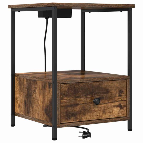 vidaXL Noat&ouml;flu sk&aacute;pur Rau&eth;-eik 42 x 41 x 56 cm Samsettur vi&eth;ur