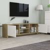 800284 vidaXL TV Cabinet White and Sonoma Oak 120x30x37,5 cm Chipboard