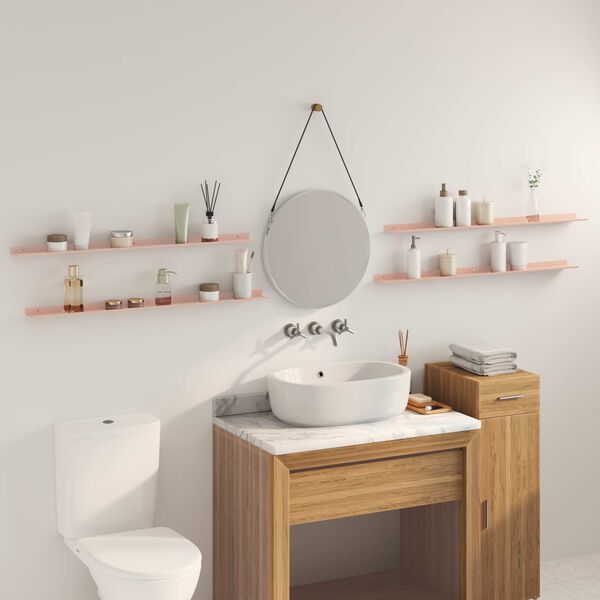 vidaXL Flj&oacute;tandi skrifbor&eth; 4 pcs Bleikur 100 x 9 x 2,5 cm St&aacute;l