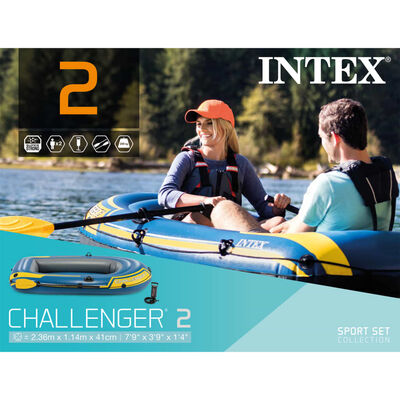 Intex Challenger 2 Sett Uppblásanlegur Gúmmíbátur Árar&Pumpa 68367NP
