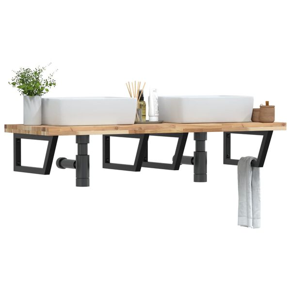 vidaXL Veggfest Handlaugarhilla St&aacute;l og Gegnheil Akas&iacute;a