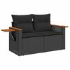 vidaXL 6 stykki gar&eth;s&oacute;fasett me&eth; p&uacute;&eth;um Black Poly Rattan Acacia
