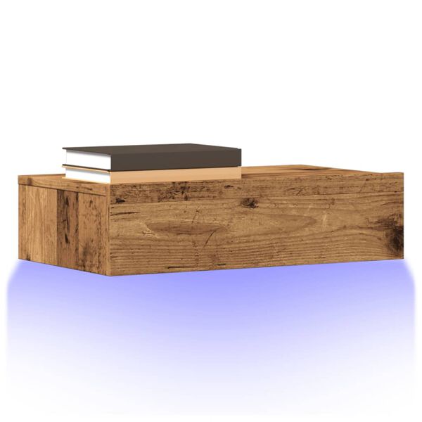 vidaXL sjónvarpsskápur með LED ljósum Old Wood 60x35x15,5 cm
