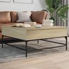 vidaXL Sófaborð Sonoma Eik 95x95x45 cm Samsettur Viður og Málmur