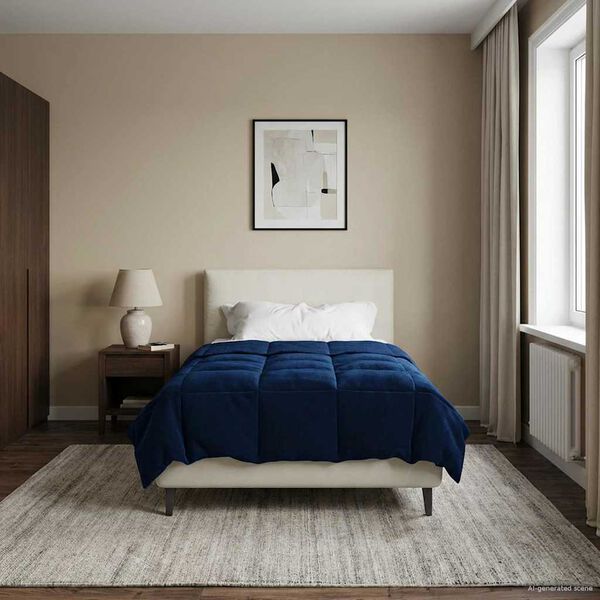 vidaXL Sumars&aelig;ng S&iacute;&eth;la&eth; D&ouml;kkbl&aacute;r 135 x 200 cm M&iacute;kr&oacute;f&iacute;ber