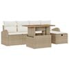 vidaXL Gar&eth;s&oacute;fa sett me&eth; p&uacute;&eth;i 6 pcs Drapplita&eth;ur p&oacute;l&yacute;rattan