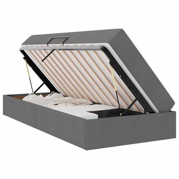 vidaXL R&uacute;m me&eth; geymslur&yacute;mi og d&yacute;nu D&ouml;kk gr&aacute; 90 x 190 cm P&oacute;l&yacute;ester