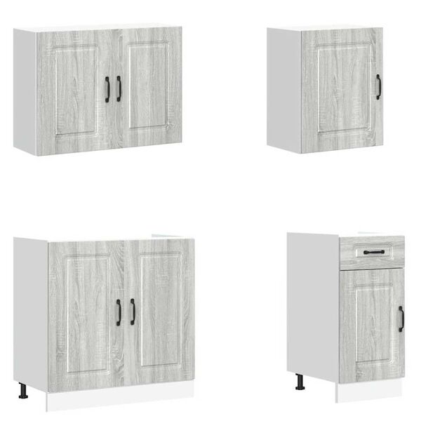 vidaXL 7 stykki eldh&uacute;ssk&aacute;pasett "Kalmar" Gr&aacute;tt Sonoma verkfr&aelig;&eth;ivi&eth;ur