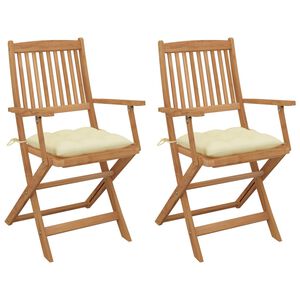 vidaXL Samfellanlegir Gar&eth;st&oacute;lar 2stk me&eth; Sessum Gegnheill Akas&iacute;uvi&eth;ur