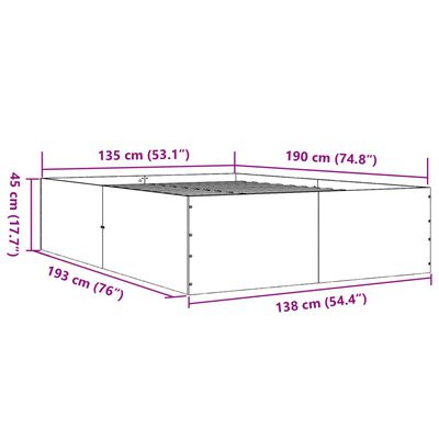 vidaXL Rúmgrind án Dýnu Svört 135x190 cm