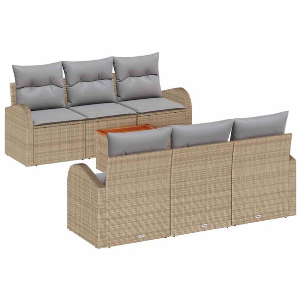 vidaXL Gar&eth;s&oacute;fa sett me&eth; p&uacute;&eth;i 7 pcs Drapplita&eth;ur p&oacute;l&yacute;rattan