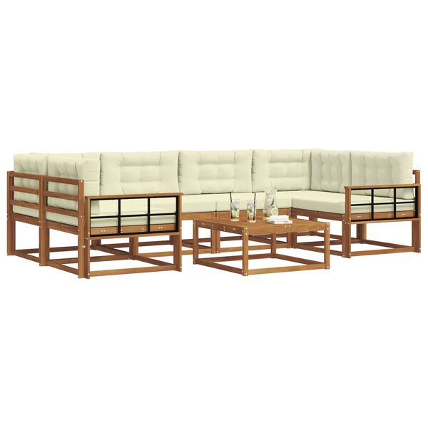 vidaXL &Uacute;ti s&oacute;fasett me&eth; p&uacute;&eth;i 7 pcs N&aacute;tt&uacute;rulegt og Krem