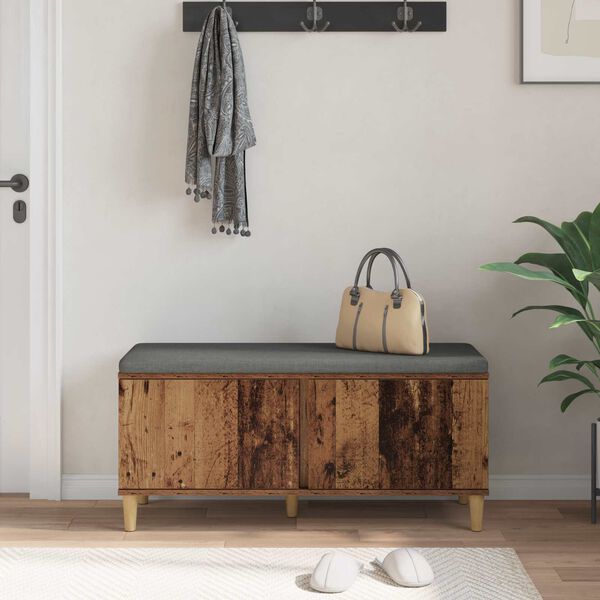 vidaXL Hallarbekk me&eth; p&uacute;&eth;i me&eth; geymslu Gamalt timbur 100 x 38 x 46 cm