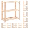 vidaXL Geymslurekkar 3 Hillur 10 stk. 80x38x90 cm Gegnheil Fura 150 kg