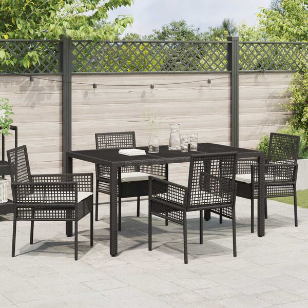 vidaXL Gar&eth;ur bor&eth;sett 5 pcs Svartur p&oacute;l&yacute;rattan