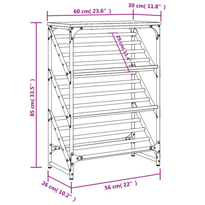 vidaXL Skóbekkur Sonoma Eikarlitur 60x30x85 cm Samsettur Viður