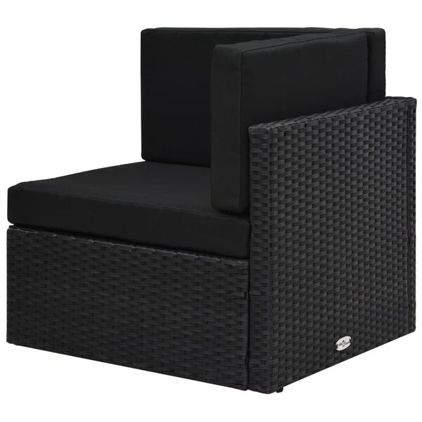 vidaXL Hornsófaeining Pólýrattan Svört